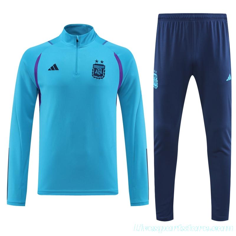 2022 Argentina Blue Half Zipper Tracksuit