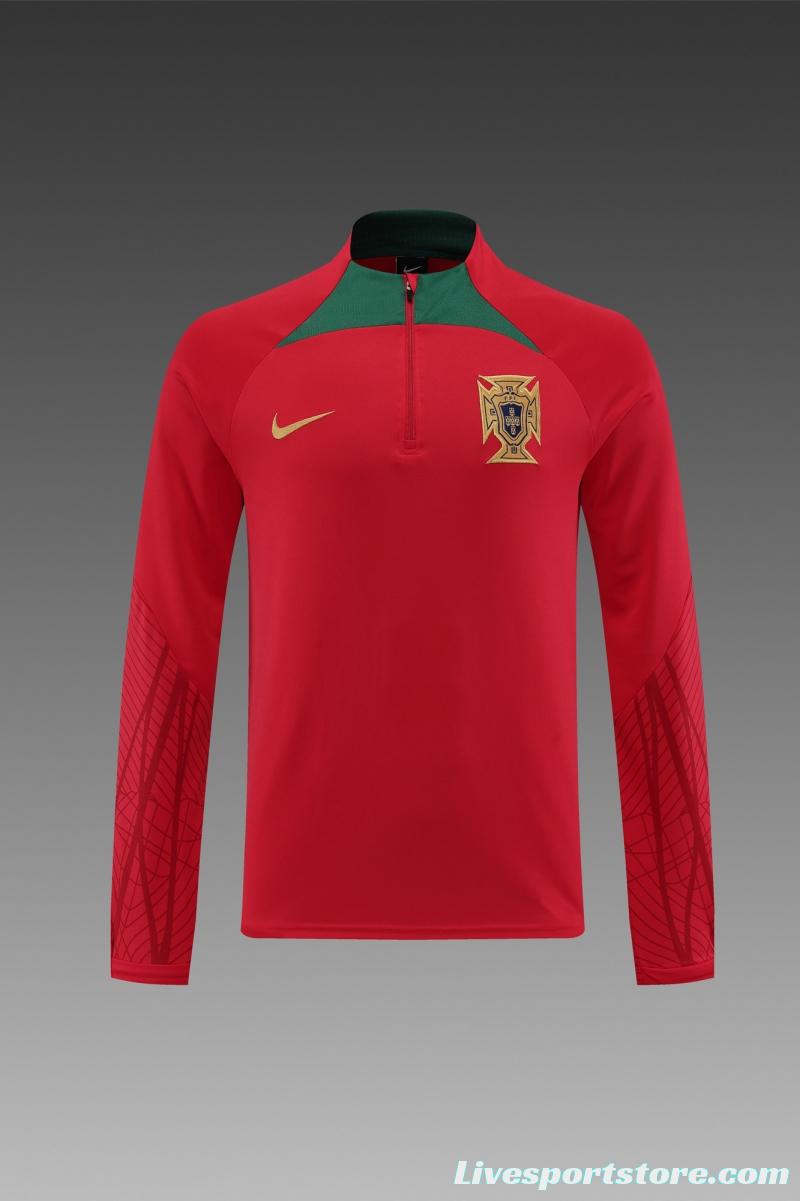 2022 Portugal Red Half Zipper Tracksuit