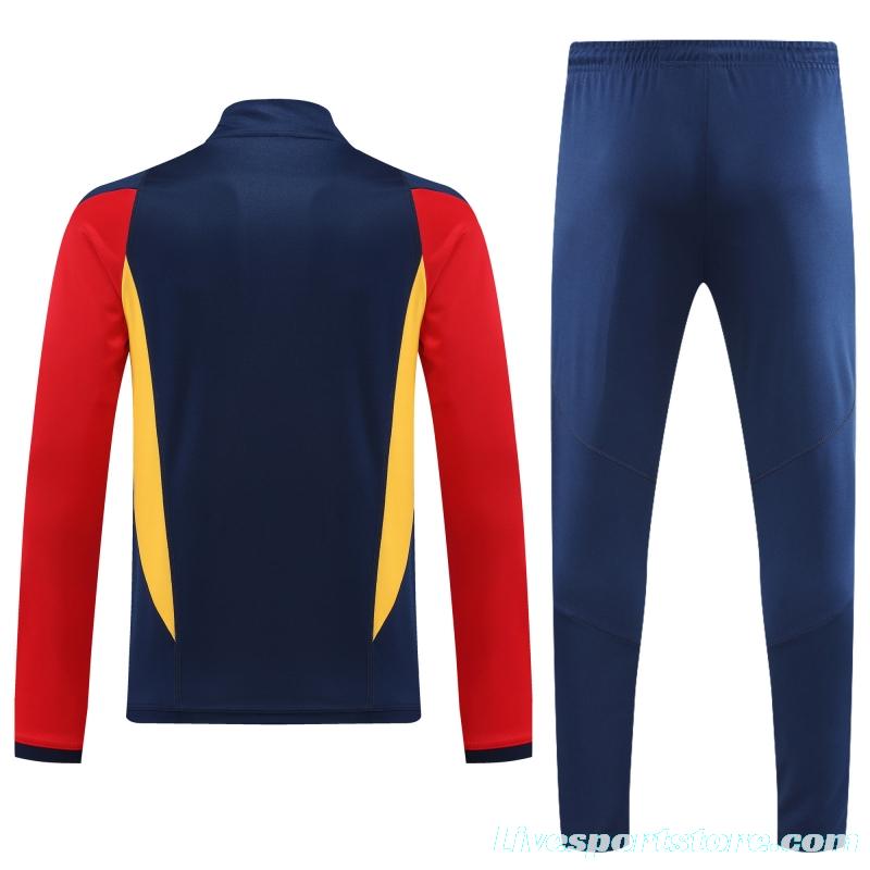 2022 Spain Navy Half Zipper Tracksuit