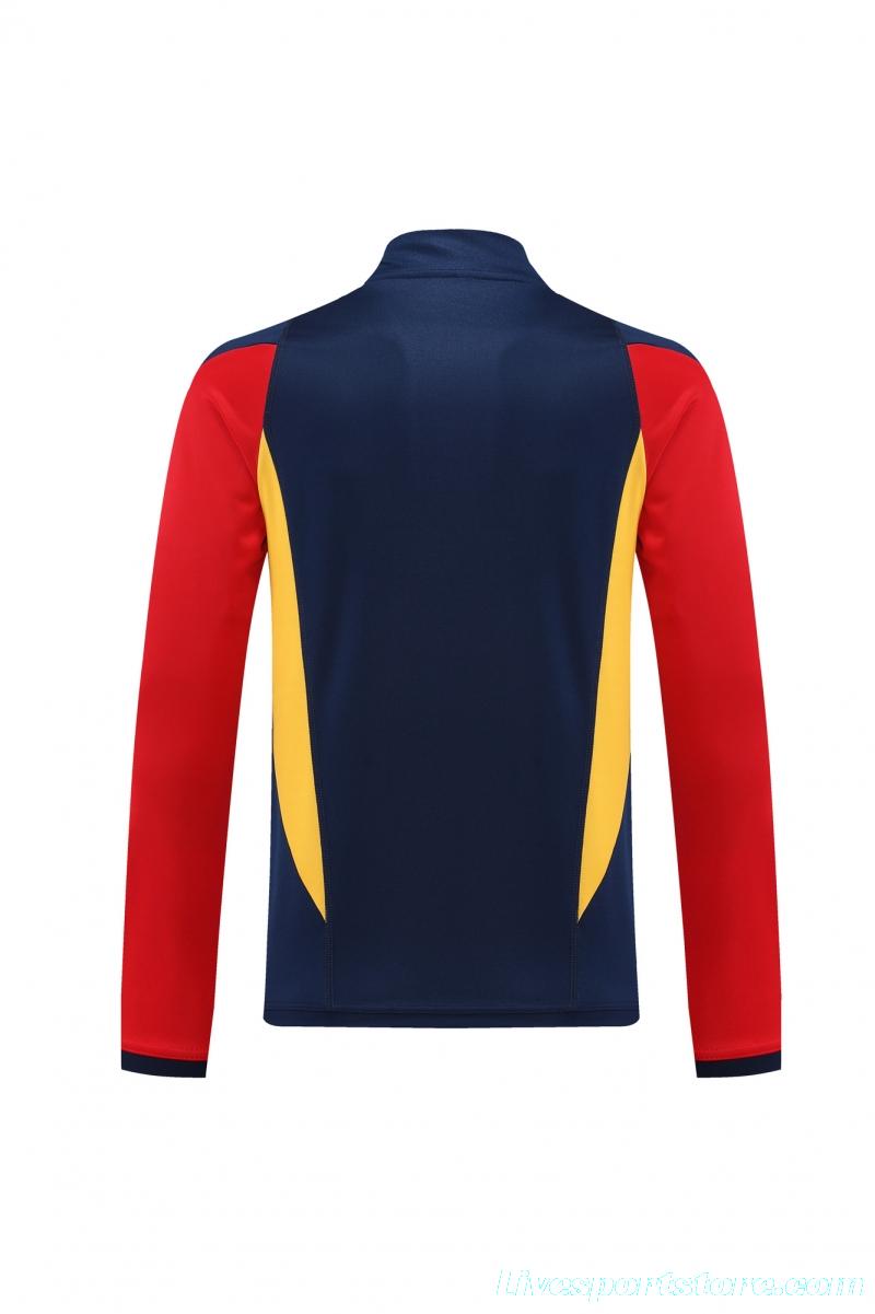 2022 Spain Navy Half Zipper Tracksuit