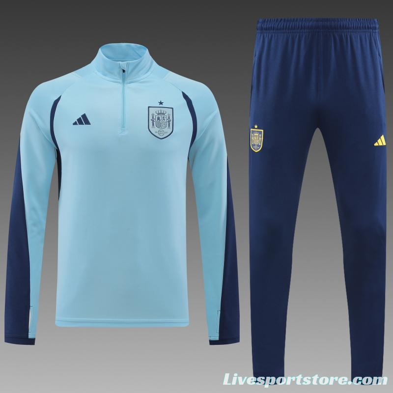 2022 Spain Blue Half Zipper Tracksuit