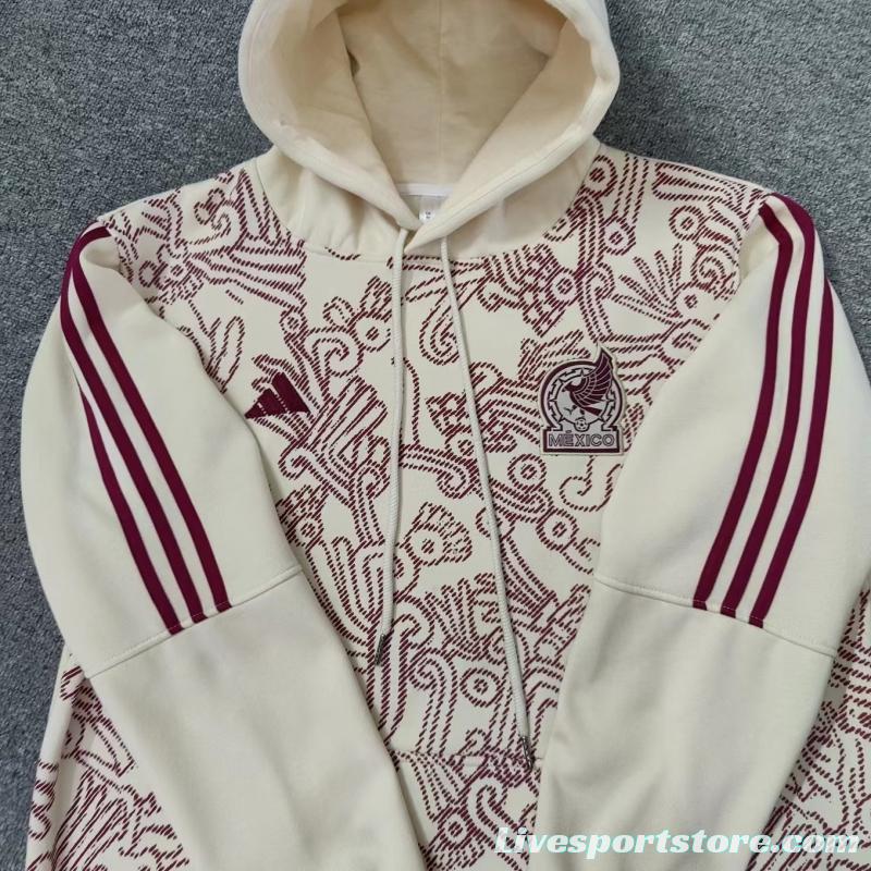 2022 Mexico Away White Hoodie Full Zipper Tracksuit