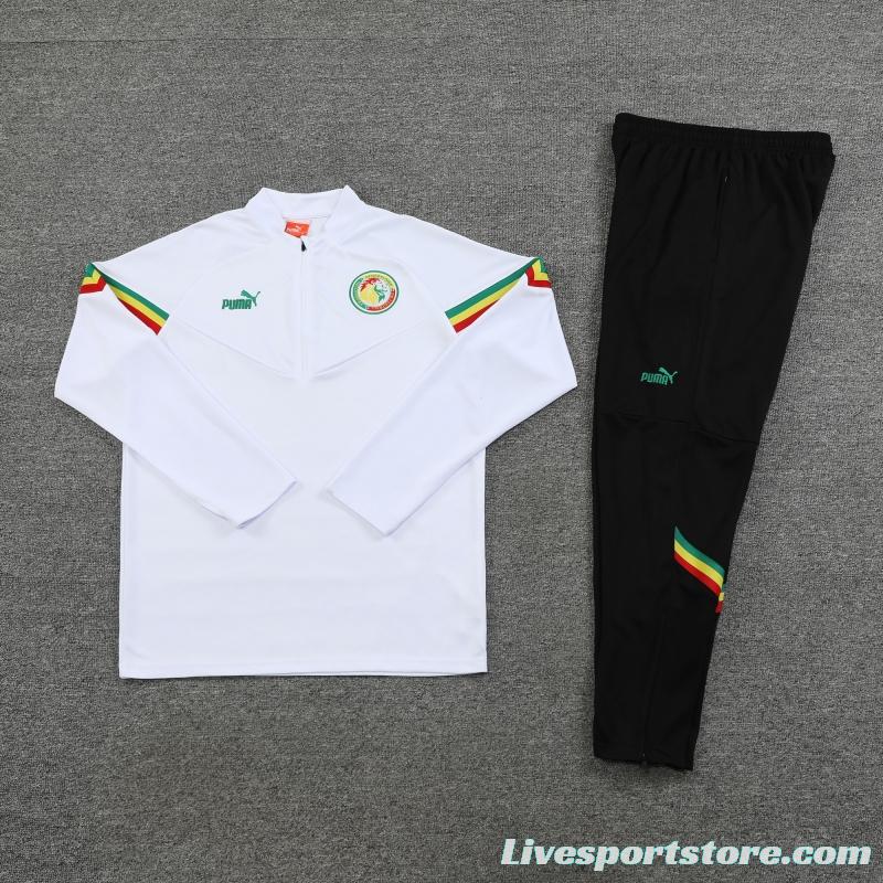 2022 Senegal White Half Zipper Tracksuit