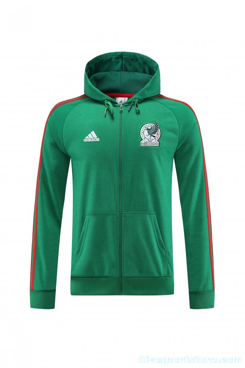 2022 Mexico Green Hoodie Full Zipper Tracksuit