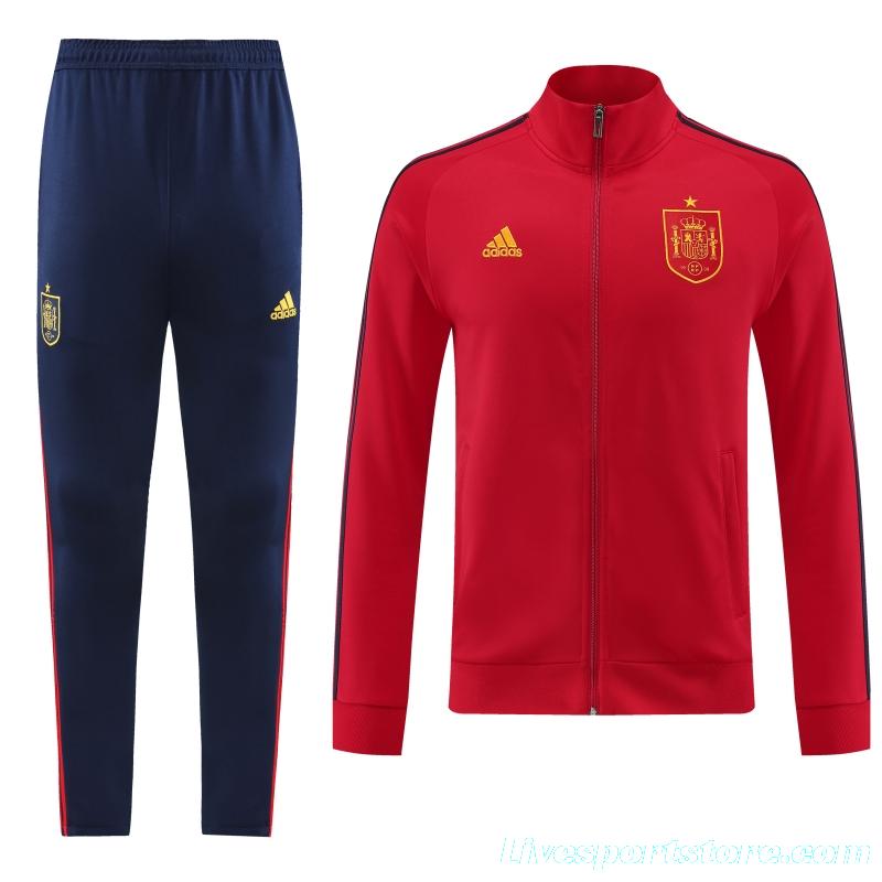 2022 Spain Red Full Zipper Tracksuit