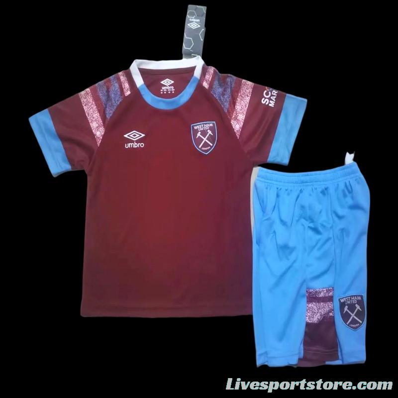 22/23 West ham Home Kids Jersey