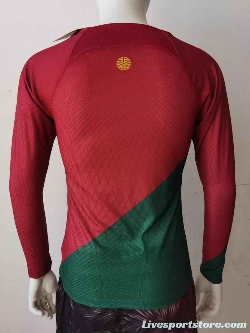 Player Version 2022 Portugal Home Long Sleeve Jersey