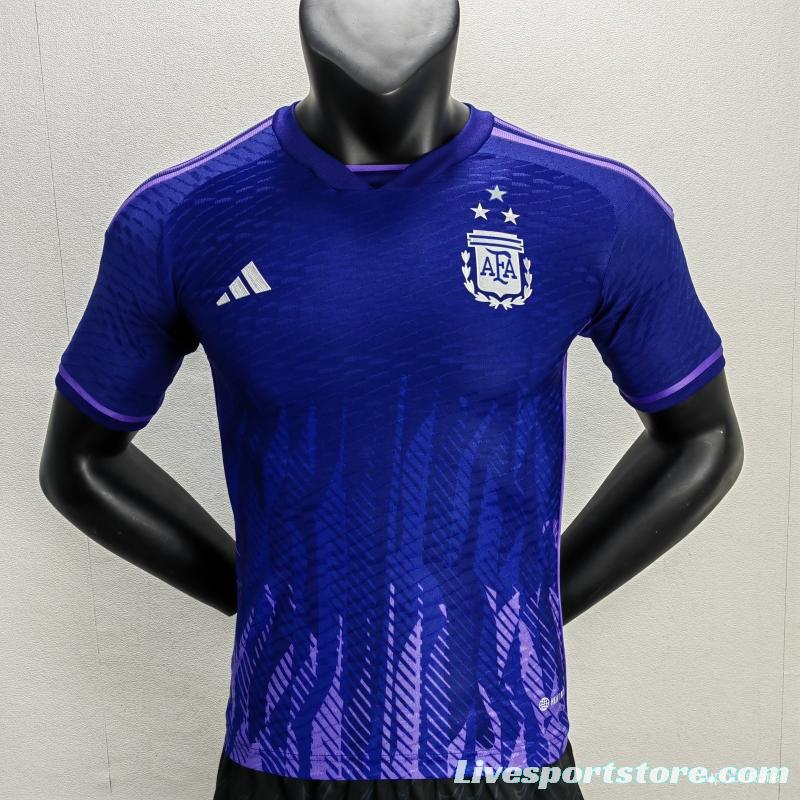 Player Version 3 Stars  Argentina Away Jersey