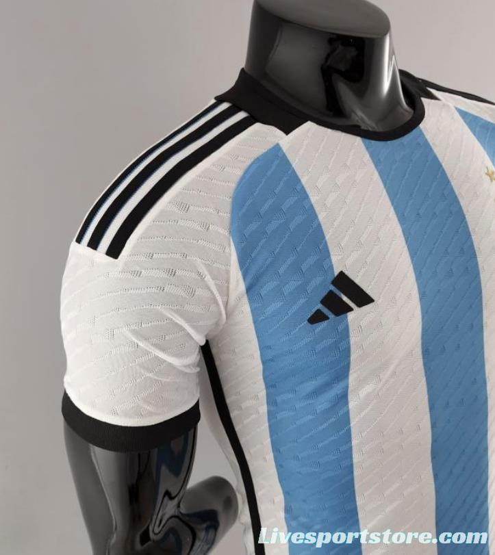 Player Version 3 Stars 2022 Argentina Home Jersey With World Cup Champion Patches