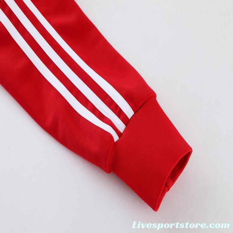 2023 Bayern Munich Red Hoodie Full Zipper Tracksuit