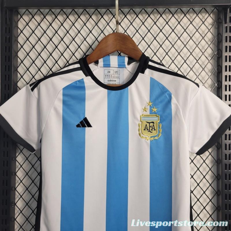 3-Stars 2023 Kids Argentina Home Jersey