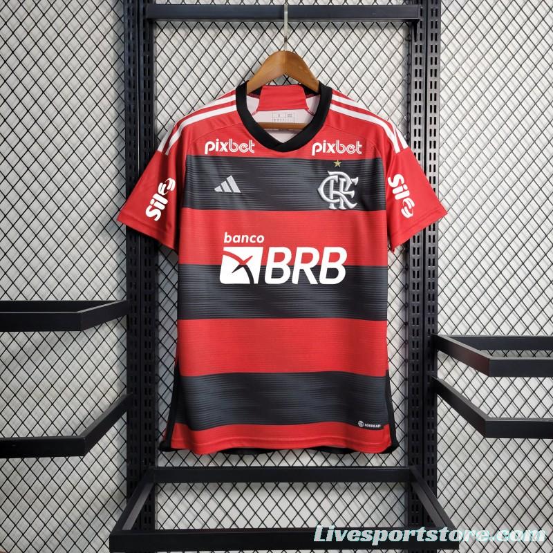 23/24 Flamengo Home Jersey With All Sponsors+Patches