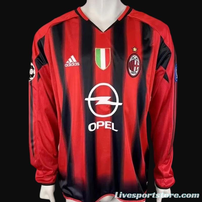 Retro 04/05 AC Milan Home Long Sleeve Jersey