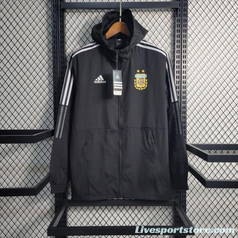 2022 3 Stars Argentina Black Windbreaker Black