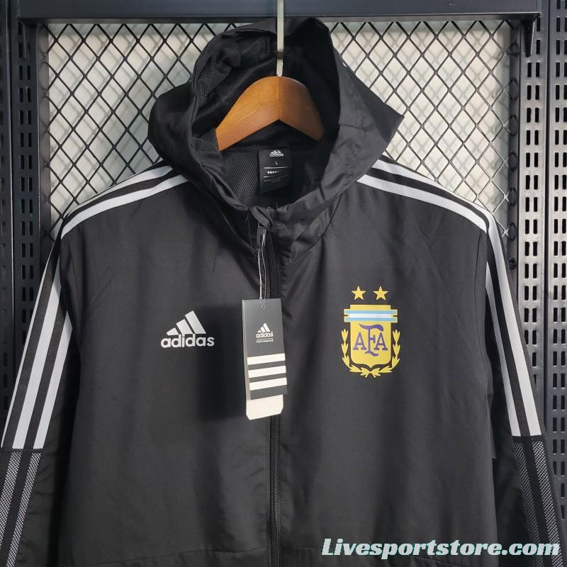 2022 3 Stars Argentina Black Windbreaker Black