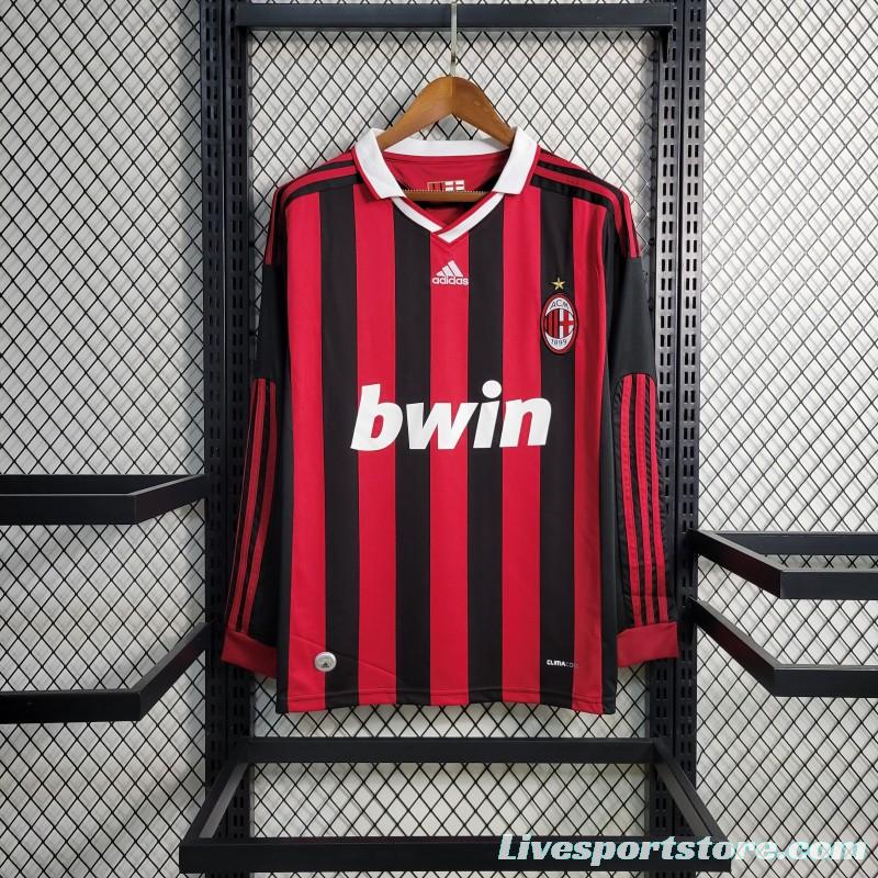 Retro Long Sleeve 2009-10 AC Milan Home Jersey