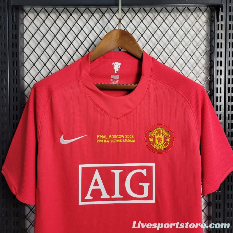 Retro 07-08 Manchester United Champions League Version Home Jersey