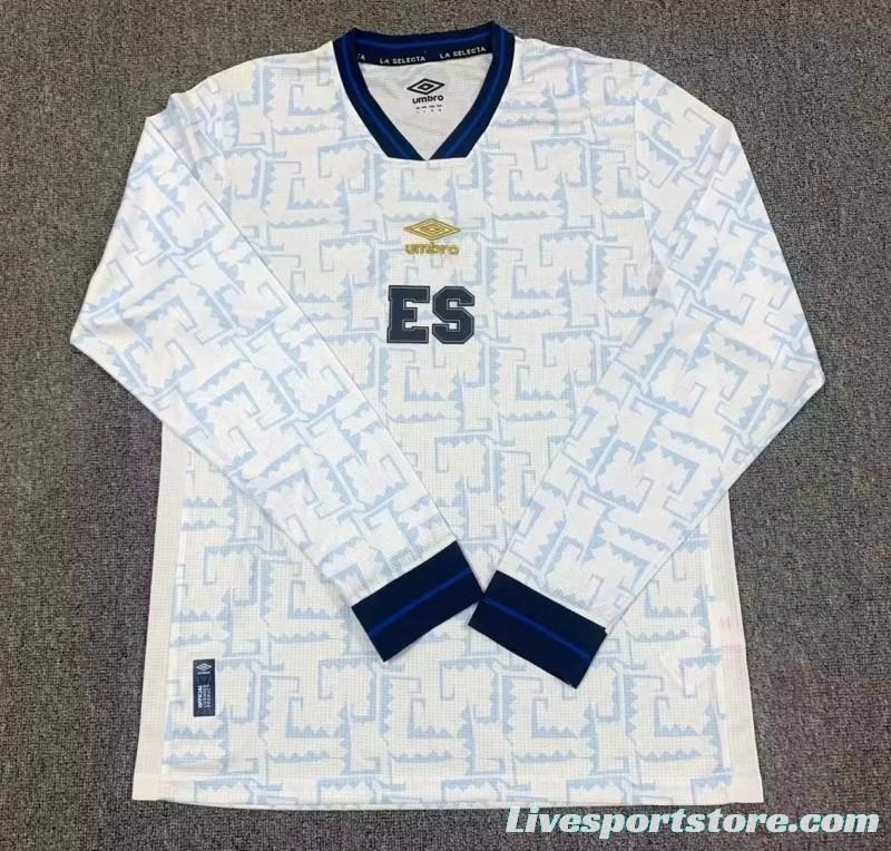 2023 El Salvador Away White Long Sleeve Jersey