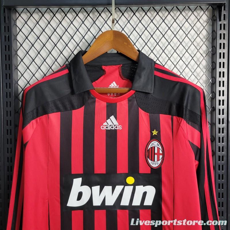 Retro 07-08 AC Milan Home Long Sleeve Jersey