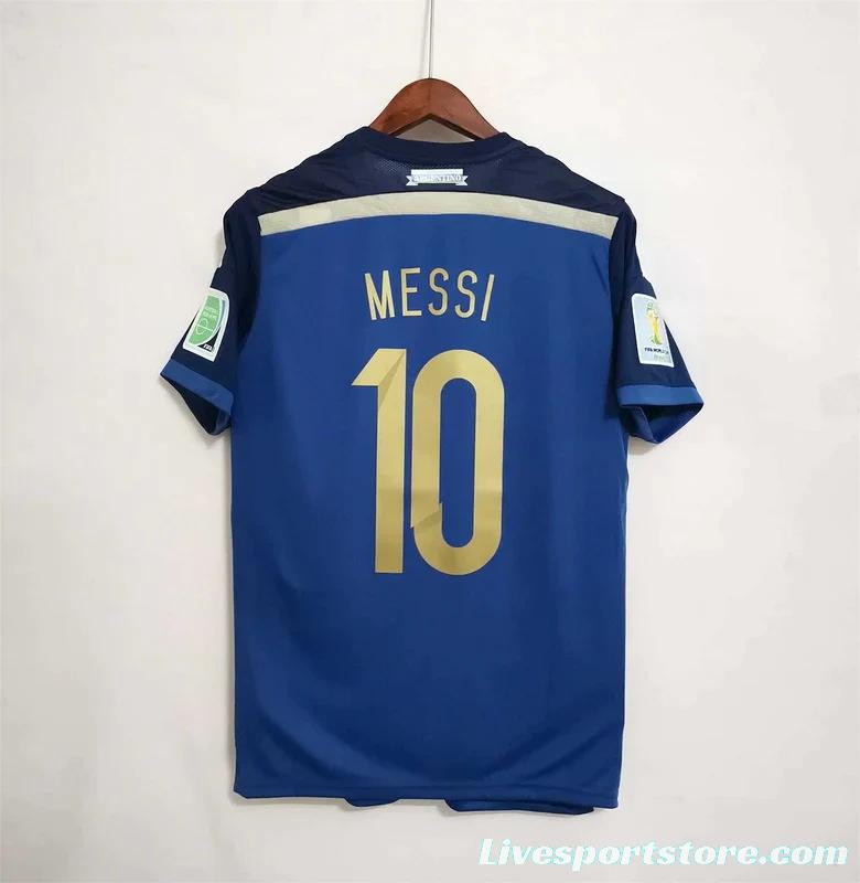 Retro 2014 Argentina Away Messi Jersey With World Cup Patch