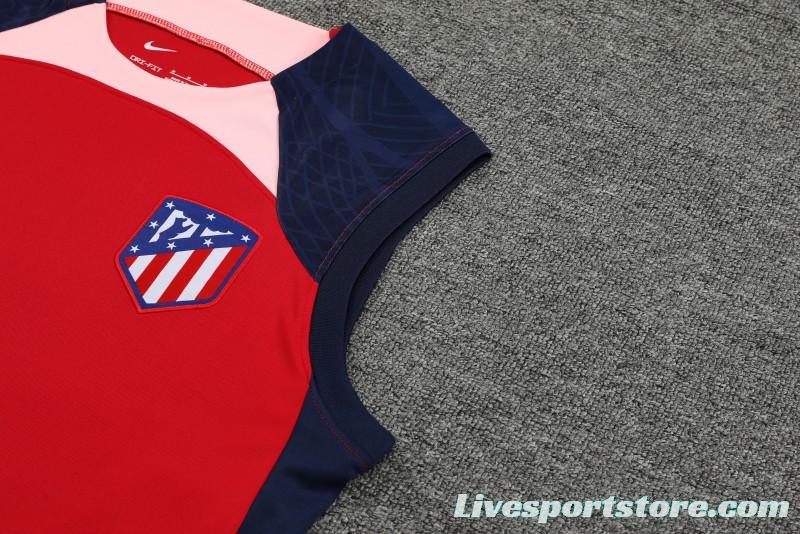 23-24 Atletico Madrid Red Black Vest Jersey+Shorts