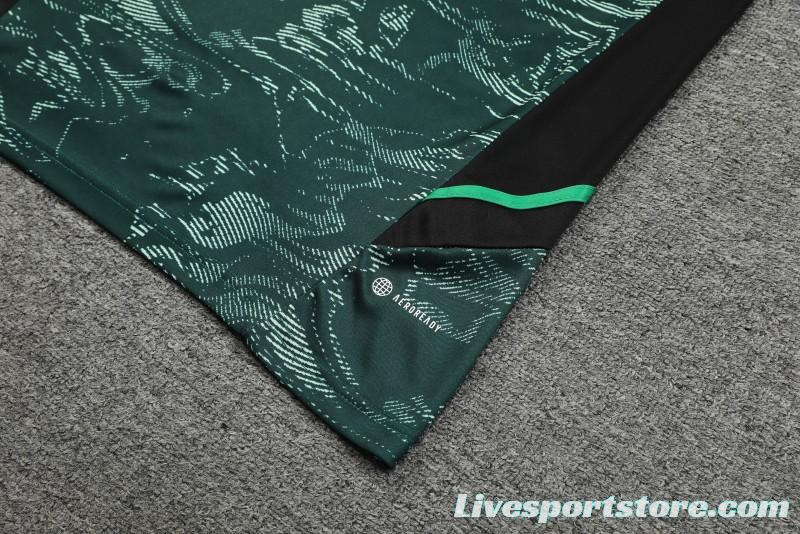 23-24 Real Madrid Black Green Pattern Short Sleeve+Shorts