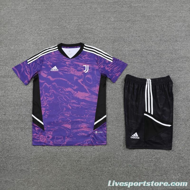 23-24 Juventus Purple Short Sleeve+Shorts