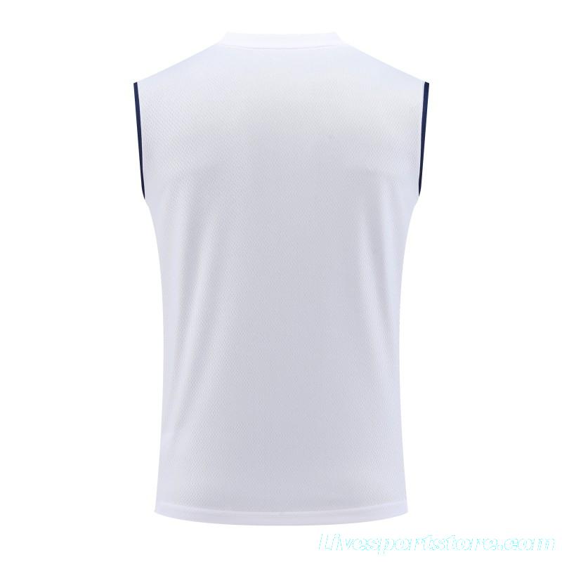 23-24 Arsenal White/Navy Vest Jersey+Shorts