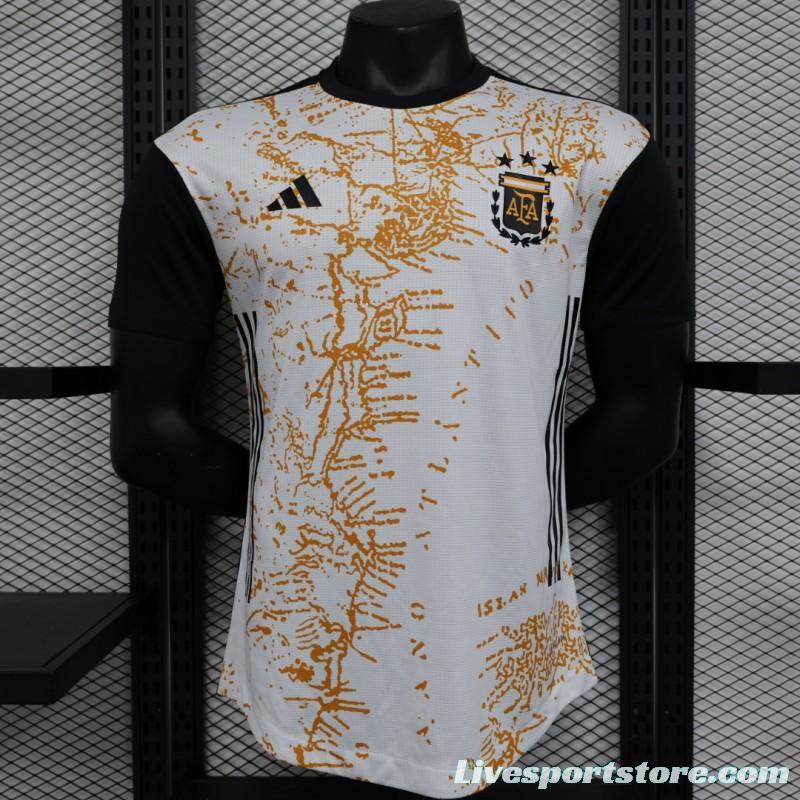 Player Version 2023 Argentina White/Brown Special Jersey