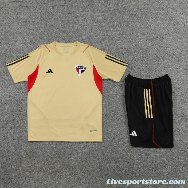 23-24 Sao Paulo Beige Short Sleeve Jersey+Shorts