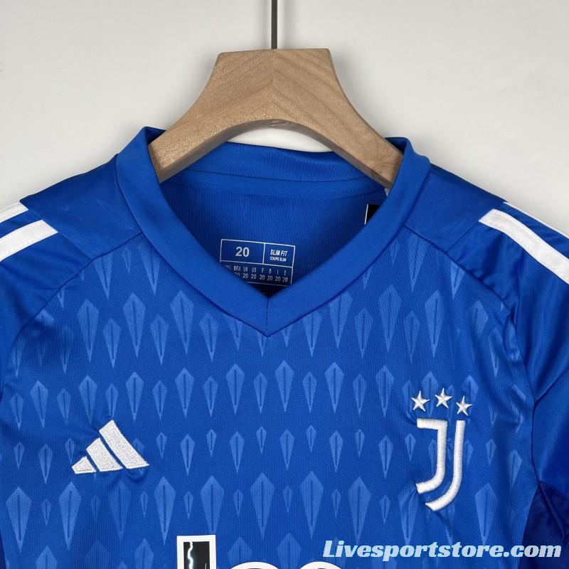 23/24 Kids Goalkeeper Juventus Blue Jersey