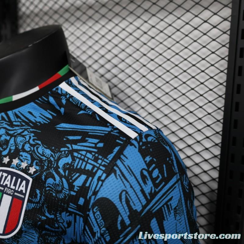 Player Version 2023 Italy Special Blue Black Jersey