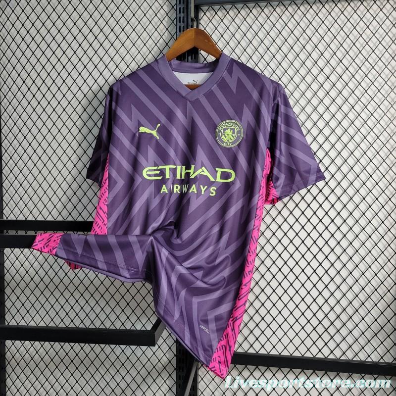 23-24 Manchester City Purple Goalkeeper  Jersey