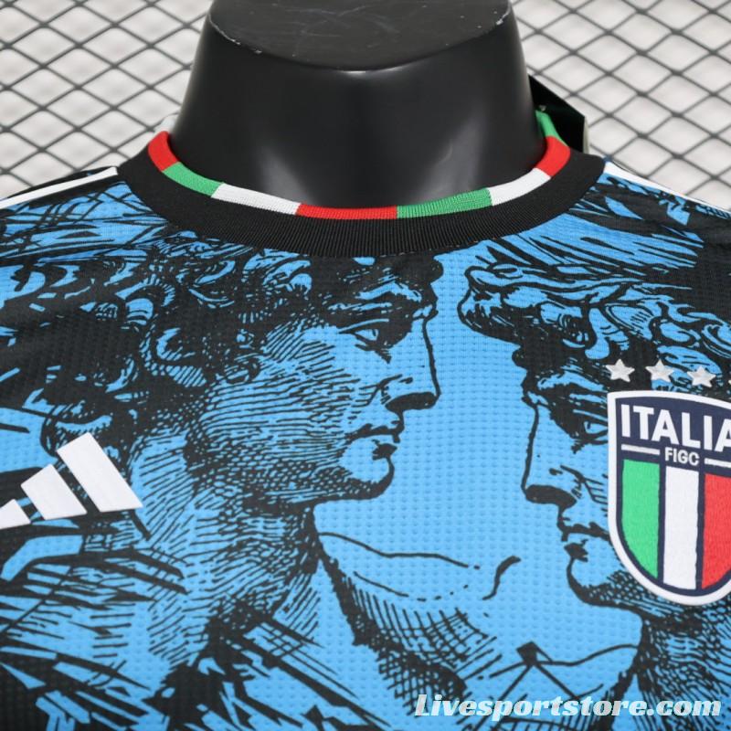 Player Version 2023 Italy Special Blue Black Jersey