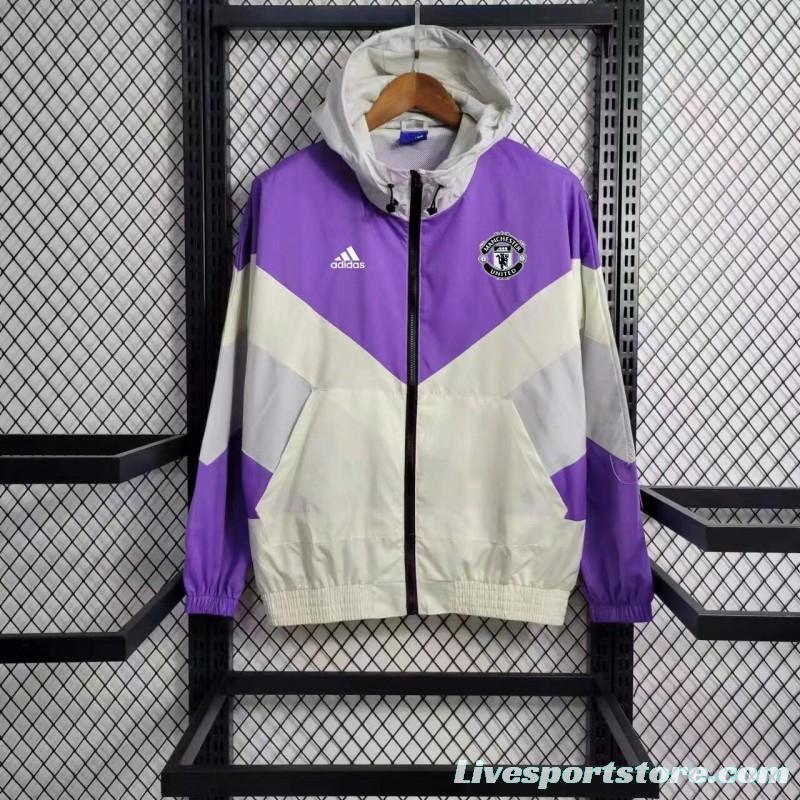 23-24 Manchester United  White Purple Windbreaker