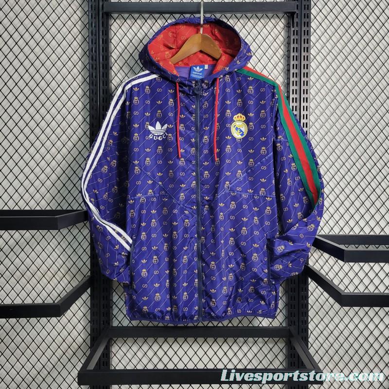 23-24 Real MadridxGUCCI Navy Windbreaker