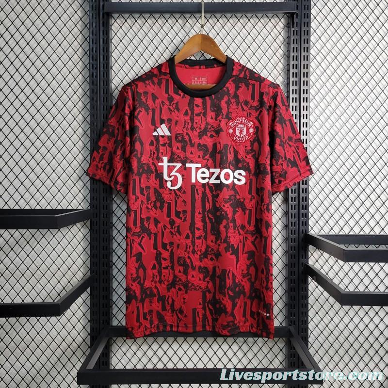 23-24 Manchester United Red Black Training Jersey