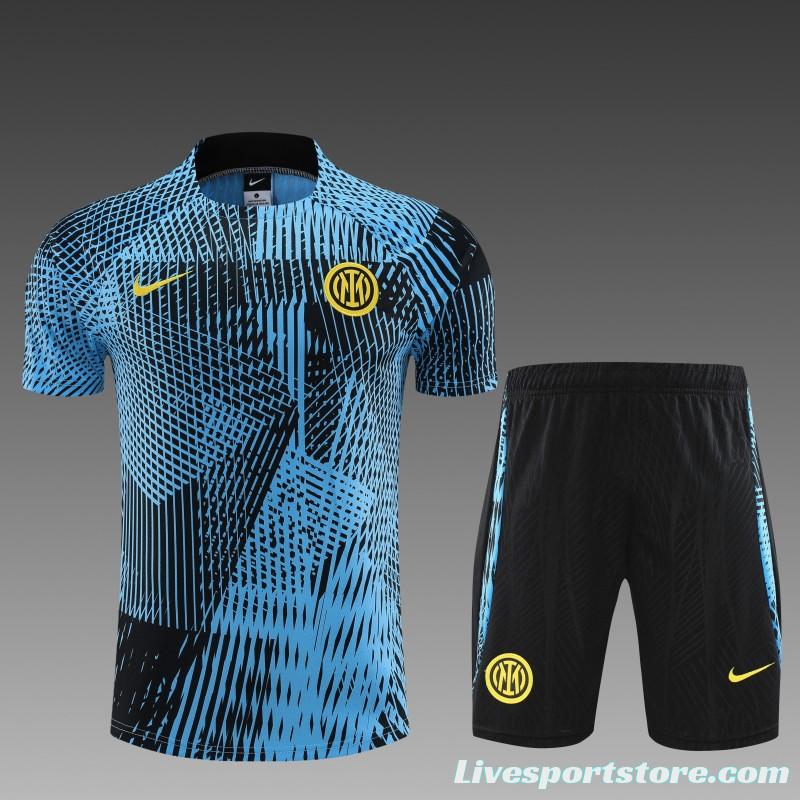 23 24 Inter Milan Black Blue Short Sleeve+Shorts