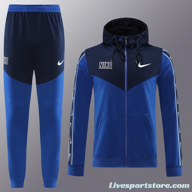 23/24 NIKE Black/Blue Full Zipper Hooide Jacket+Pants