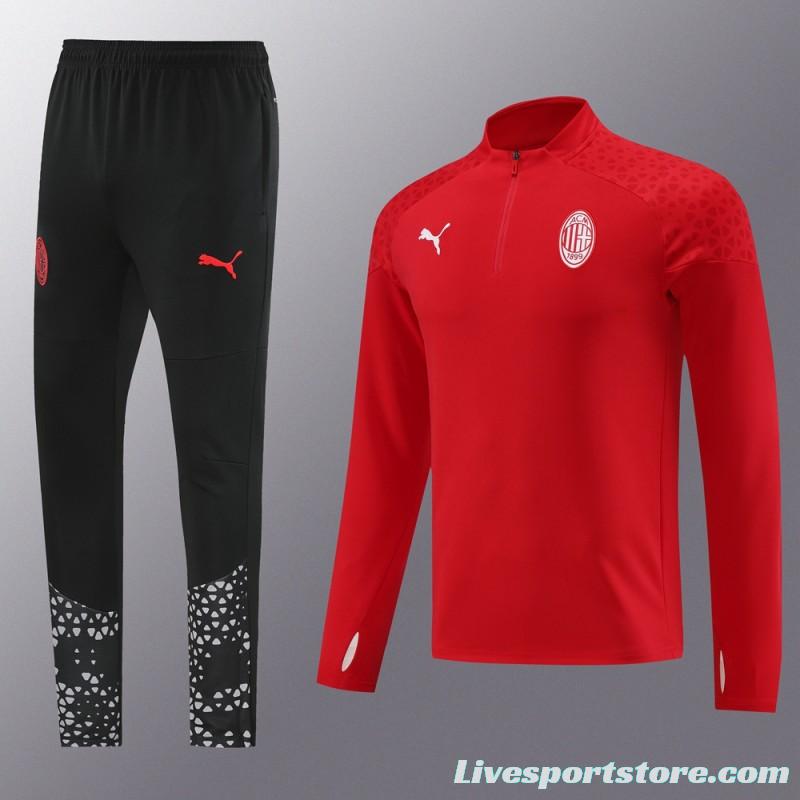 23/24 AC Milan Red Half Zipper Jacket+Pants