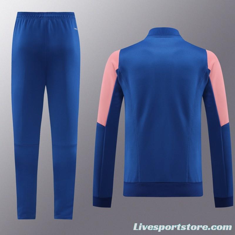 23/24  Olympique Lyonnais Lyon Blue/Pink Full Zipper Jacket+Pants