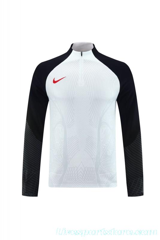 2024 Nike White/Black Half Zipper Jacket+Pants