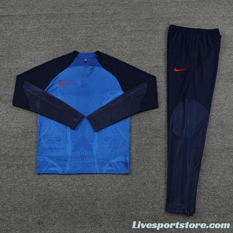 2024 Nike Blue/Navy Half Zipper Jacket+Pants