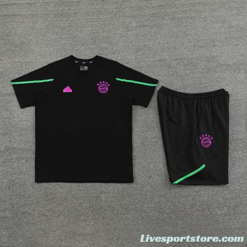 23/24 Bayern Munich Black Cotton Short Sleeve Jersey+Shorts