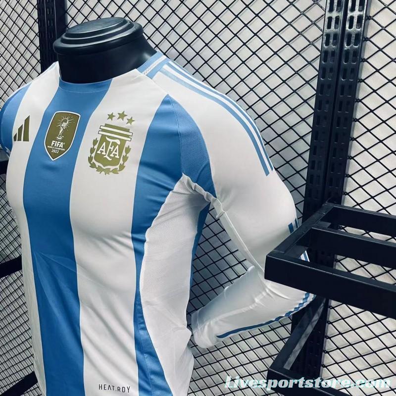 Player Version 2024 Argentina Long Sleeve Home Jersey