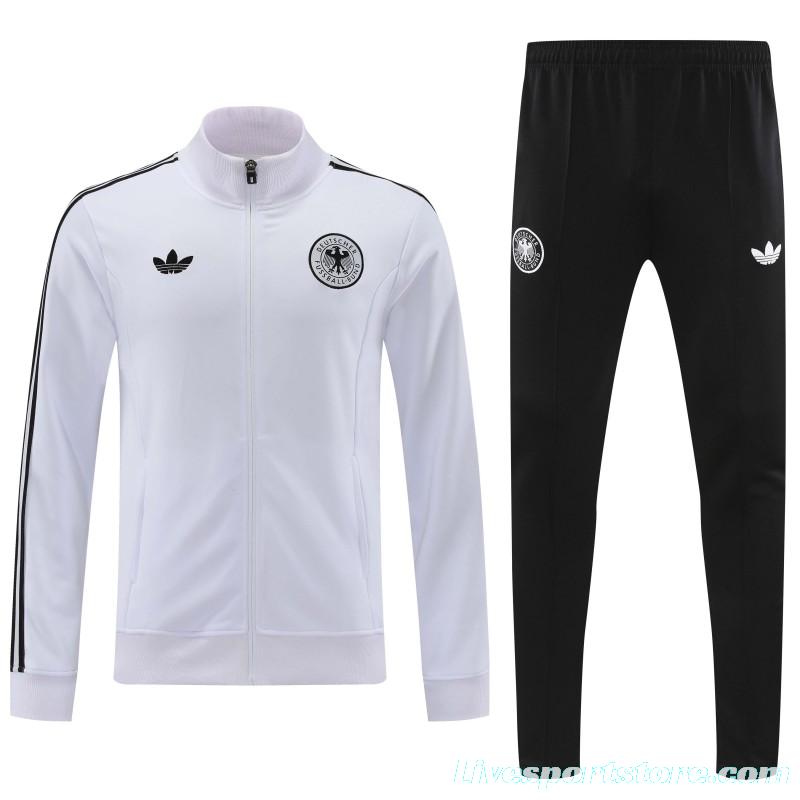 2024 Germany White Full Zipper Jacket +Long Pants