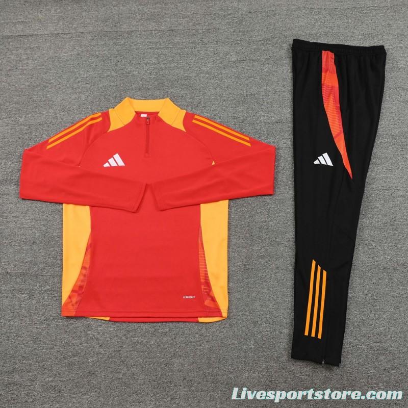 2024 Adidas Red/Yellow Half Zipper Jacket +Long Pants