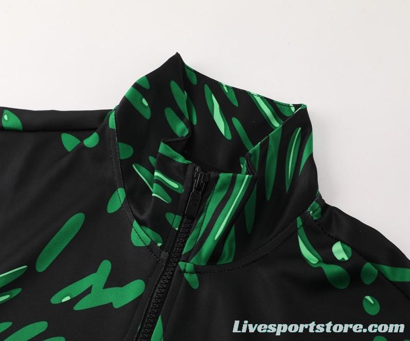 2024 Nigeria Black/Green Full Zipper Jacket +Long Pants