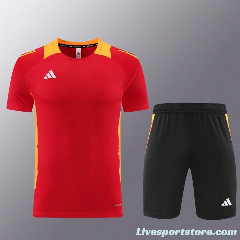 2024 Adidas Red/Yellow Short Sleeve Jersey+Shorts