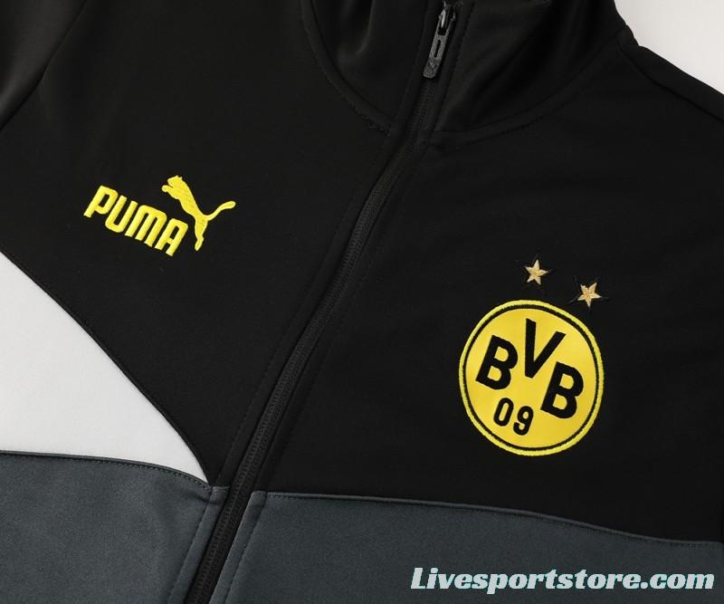 24/25 Borussia Dortmund Grey/Black Full Zipper Jacket +Long Pants